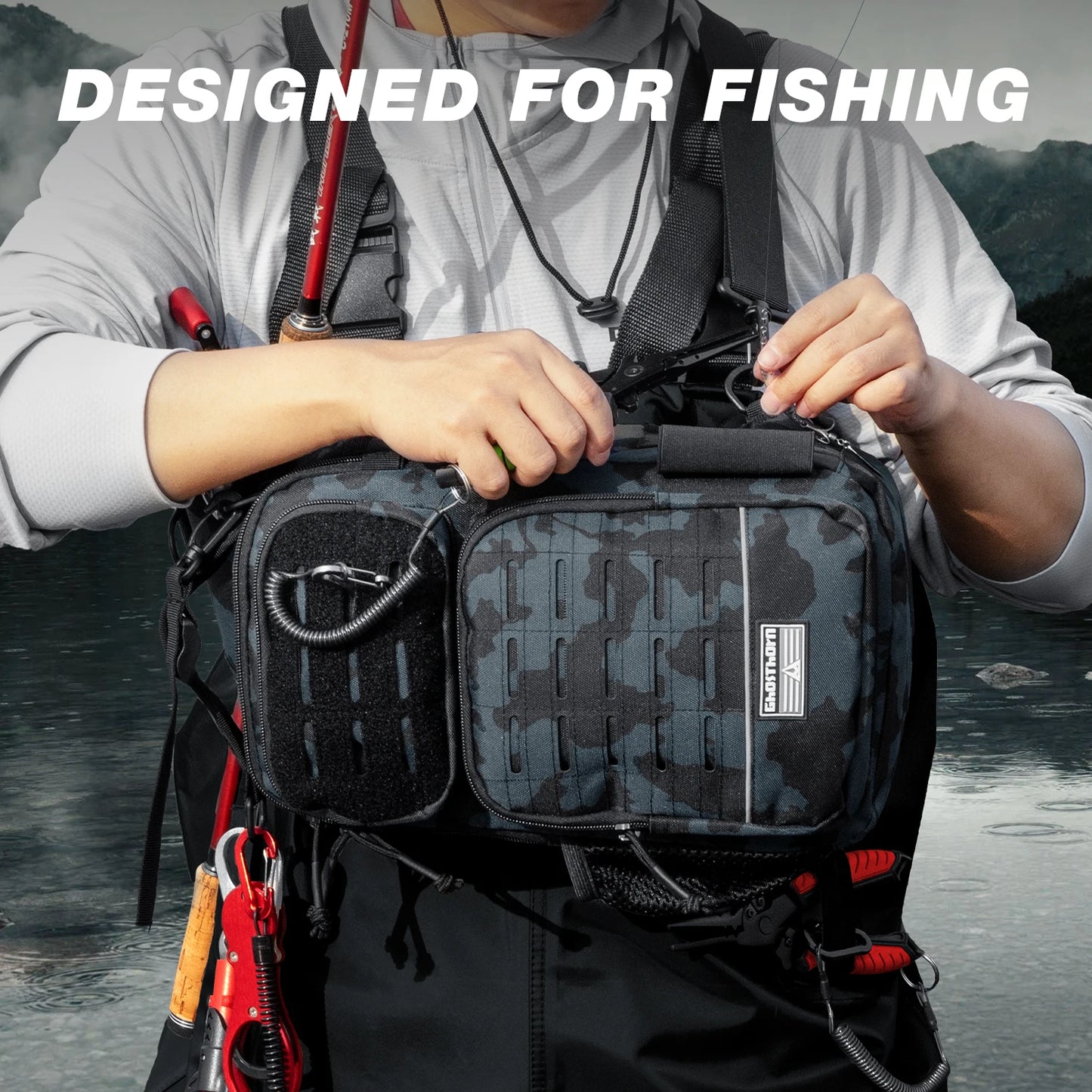 Fishing Backpack Tackle Sling Bag -Lightweight Sling Tackle Storage Bag- Fishing Backpack with Rod Holder gifts