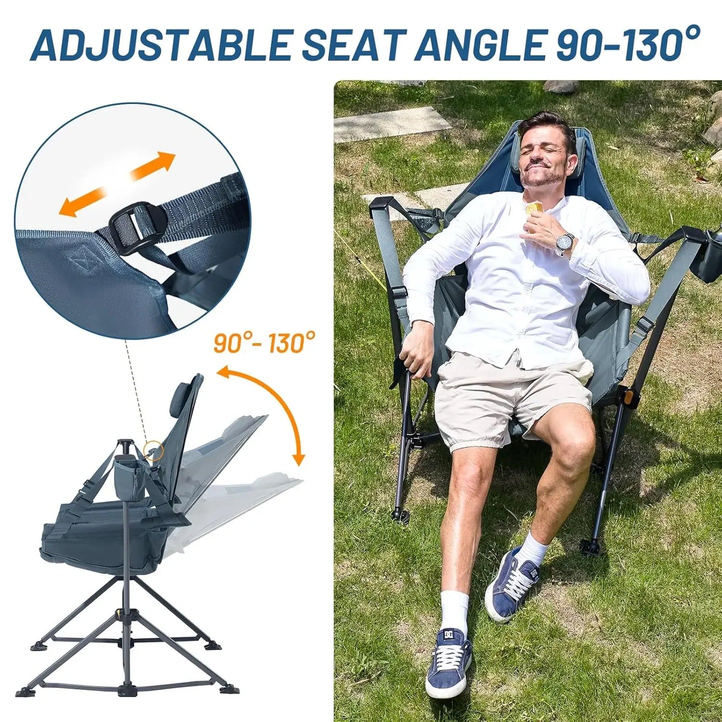 Heavy Duty Folding Hammock Camping Chair with Adjustable Backrest Supports 300lbs, Portable Hammock, Customized
