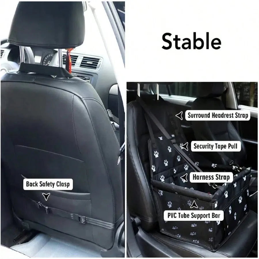 Foldable Dog Car Booster Seat Waterproof Oxford Breathable Travel Carrier for Small Medium Dogs