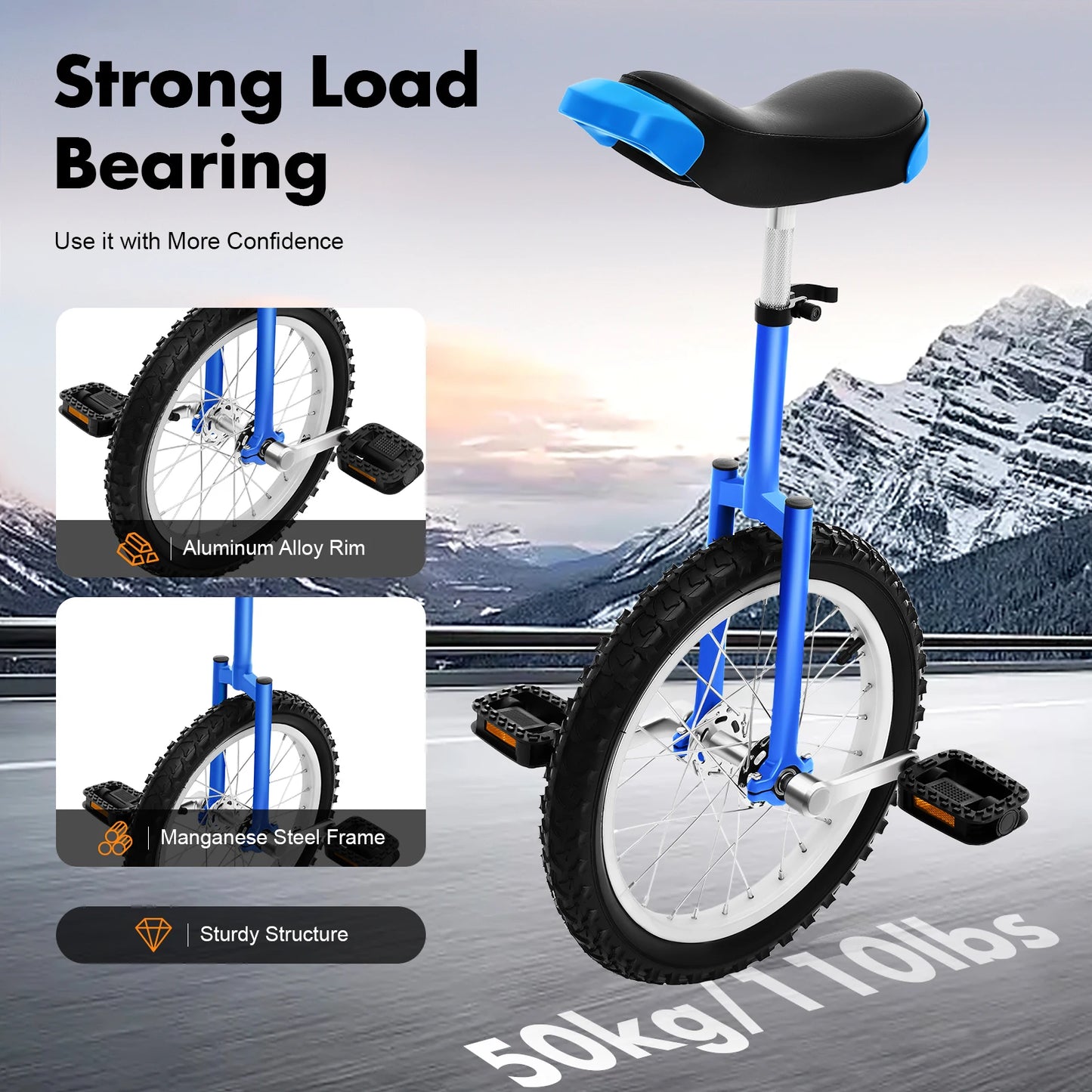 Outdoor Wheel Unicycle, Height Adjustable One-Wheel Balance Bike