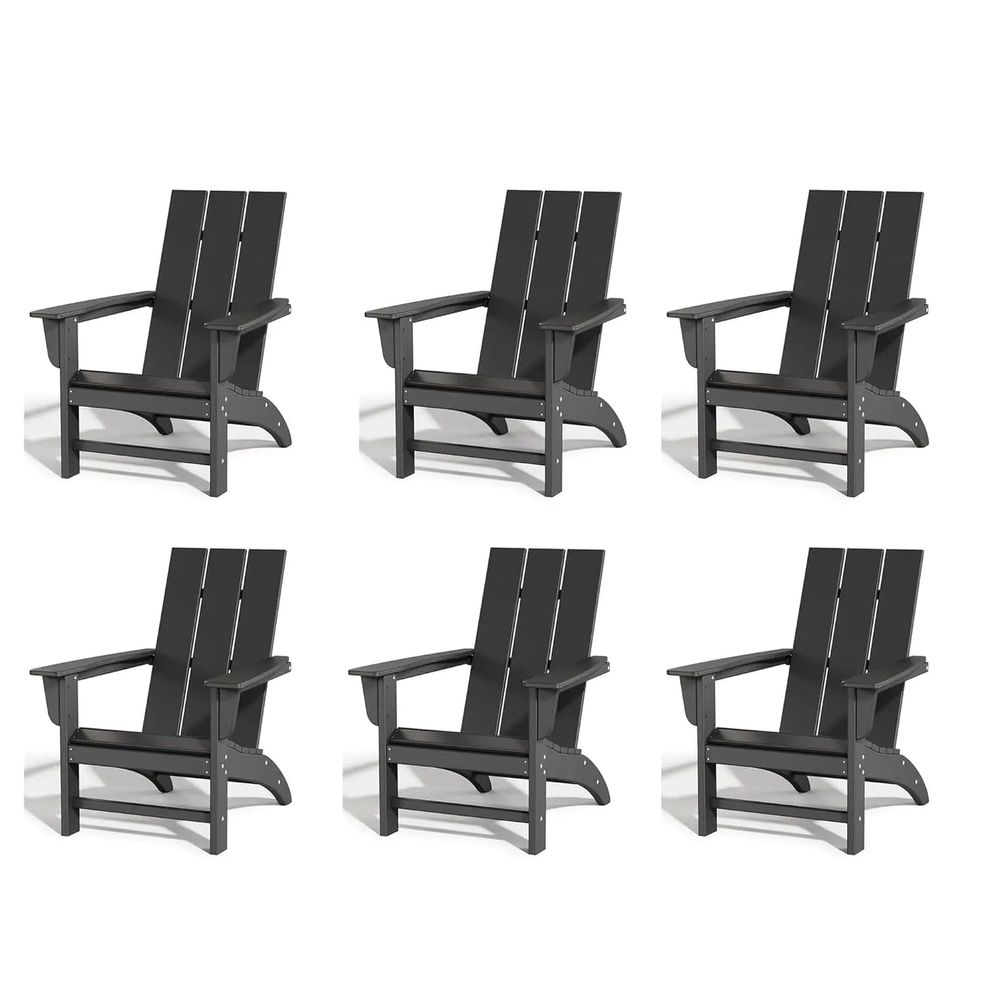 Poly Lumber Adirondack Chairs Set of 6, All-Weather Resistant Outdoor Patio Chairs, Look Like Wood, Pre-Assembled, Customized