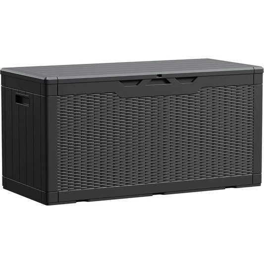 100 Gallon Waterproo Large Resin Deck Box Indoor Outdoor Lockable Storage Container or Patio urniture Cushions Garden Tools (100