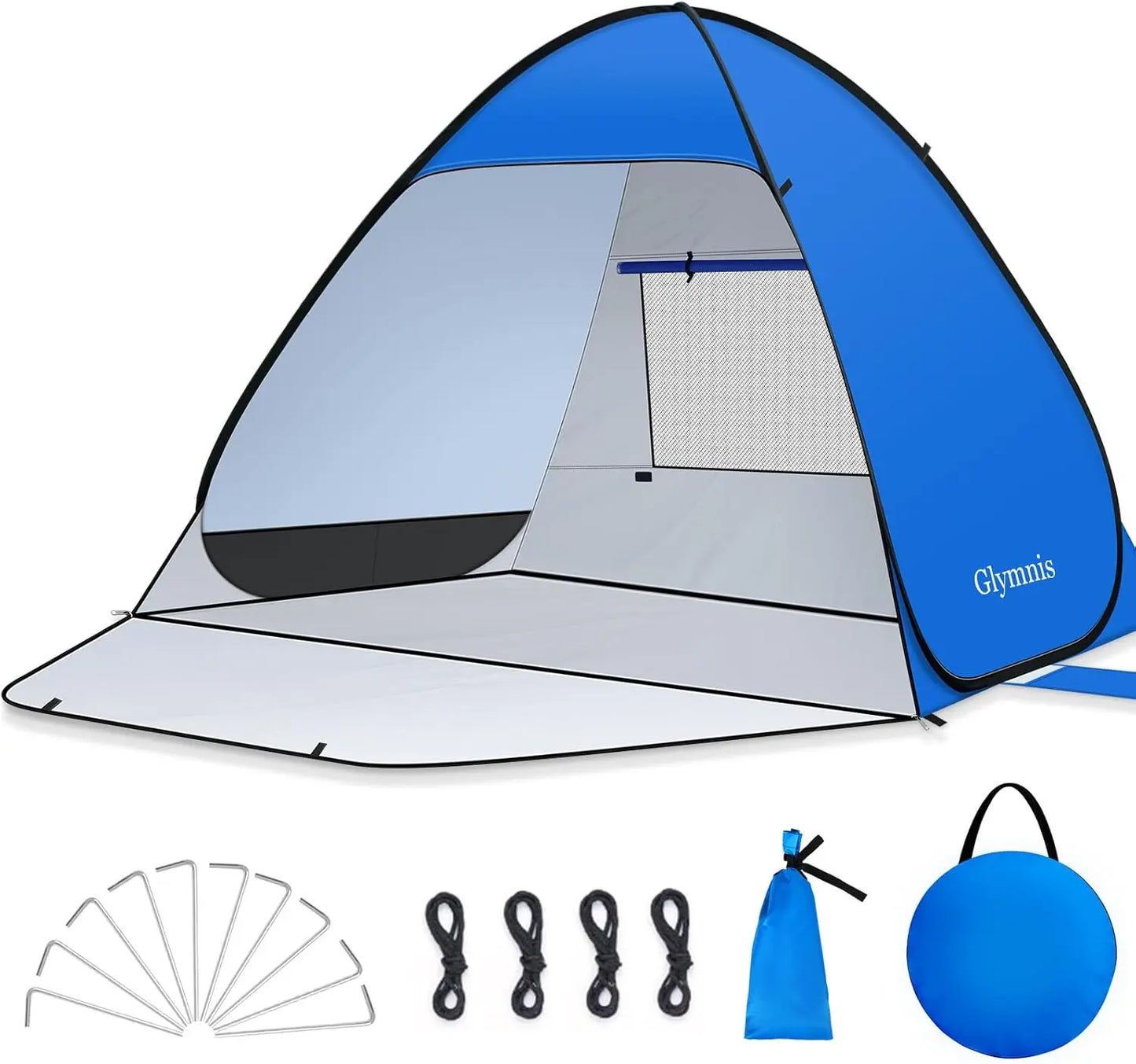 Pop Up Beach Tent Beach Shade Tent for 1-4 Persons Sun Shelter UPF 50+ Enclose Zipper Door Portable Easy Up Beach Tent