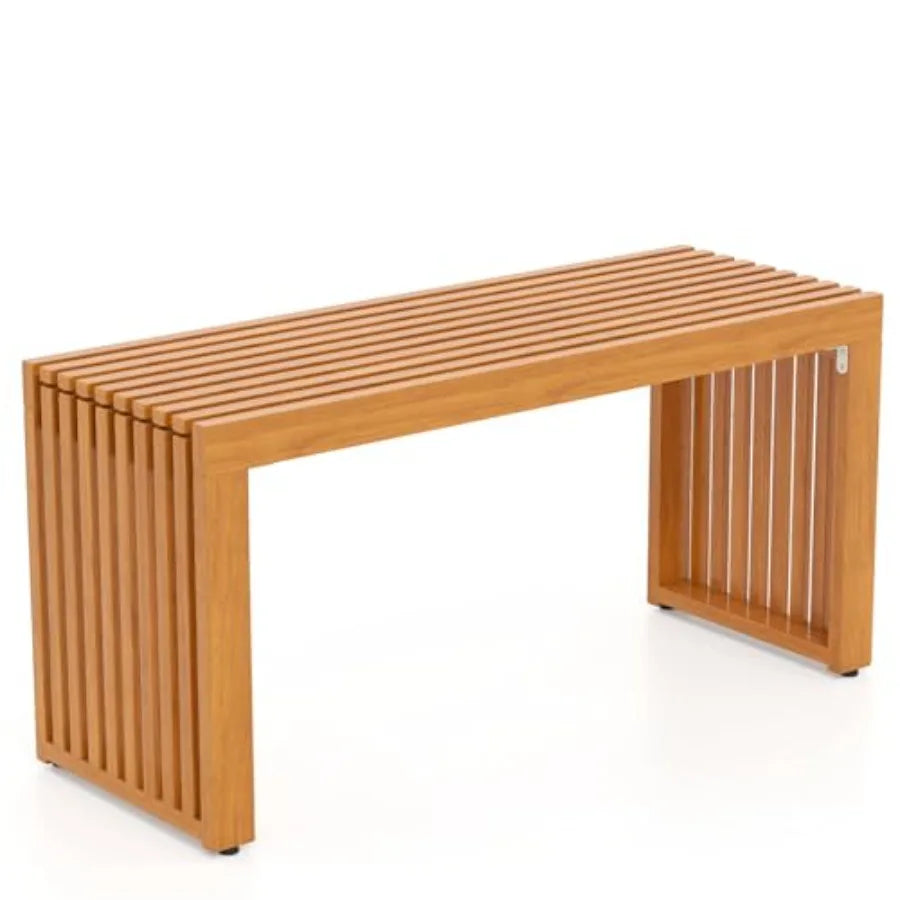 Patio Acacia Wood Bench 36 Outdoor All-Slat Wood Bench for 2 People 800 lbs Capacity Outdoor Backless Seating Furniture for Par