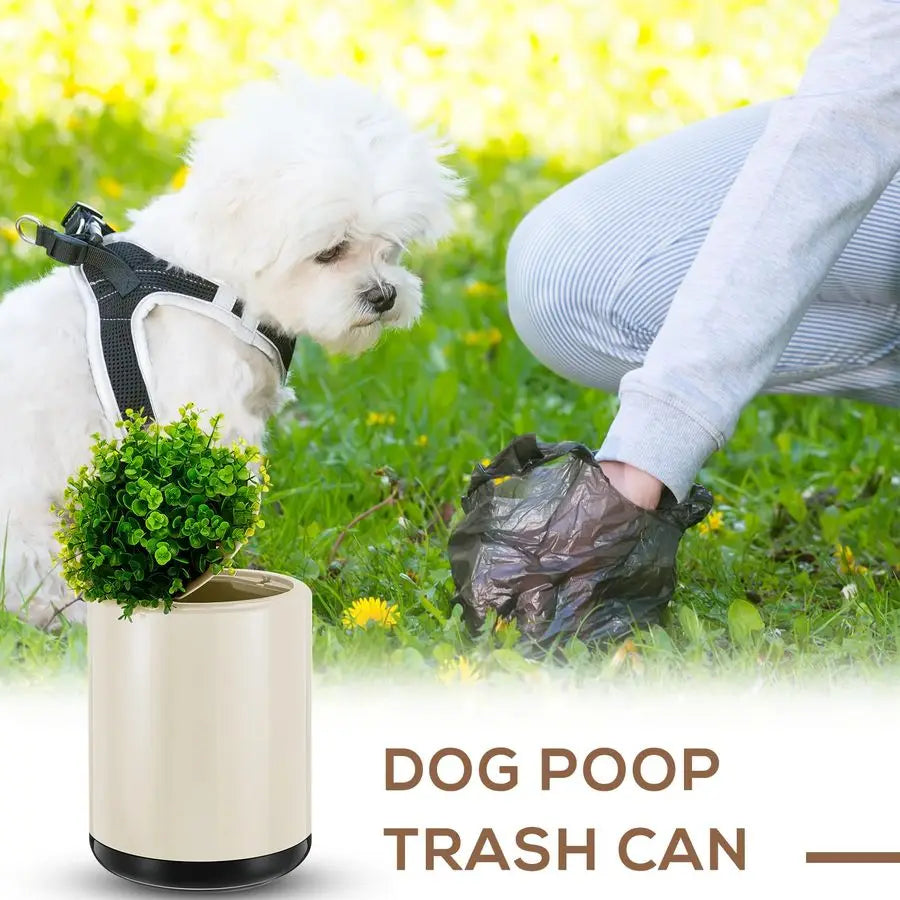Poop Trash Can Outside 13 L 3. 4 Gal Dog Waste Trash Can with Lid, PlantStyled, DoubleLayer Design, Outdoor Garbage Container fo