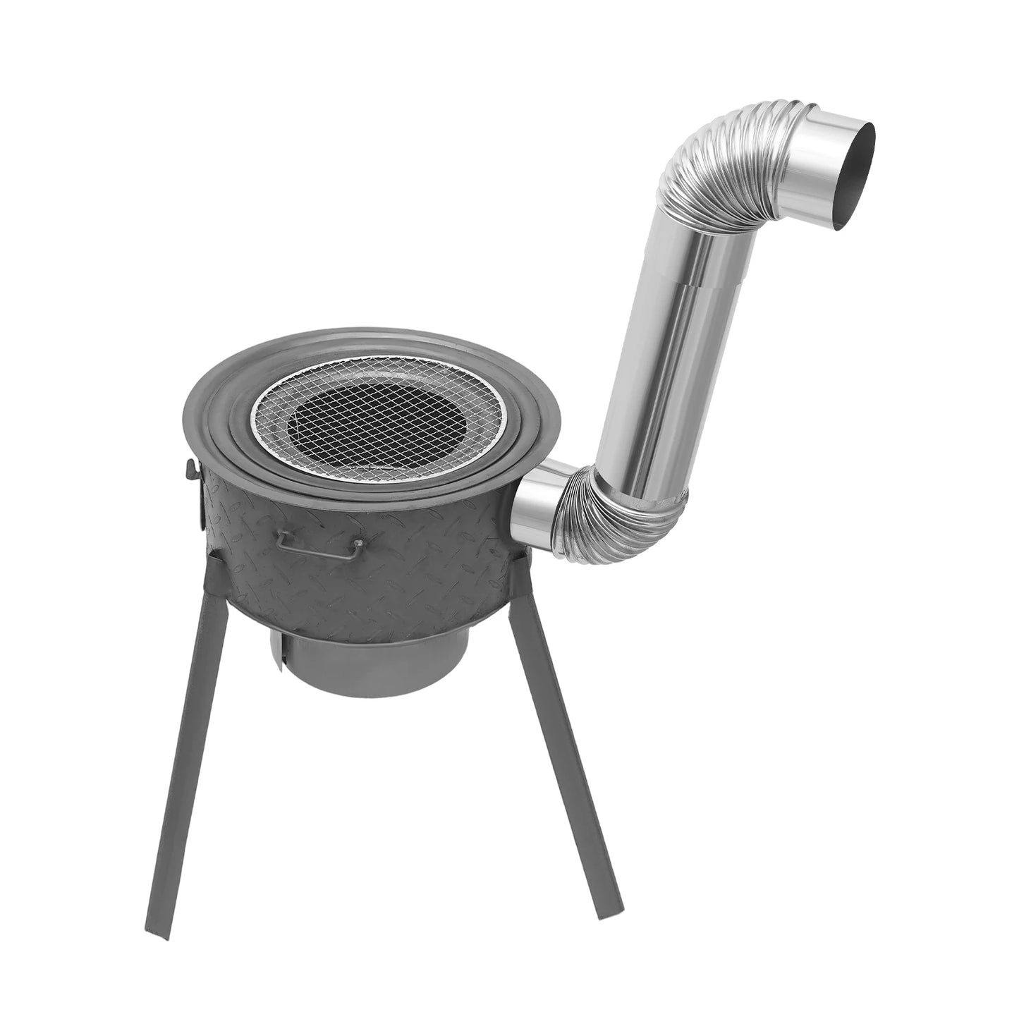 16.9 Inch Portable Wood Burning Stove with 3 Wok Rings, Portable & Detachable Design with Chimney for Yard Camping Garden BBQ