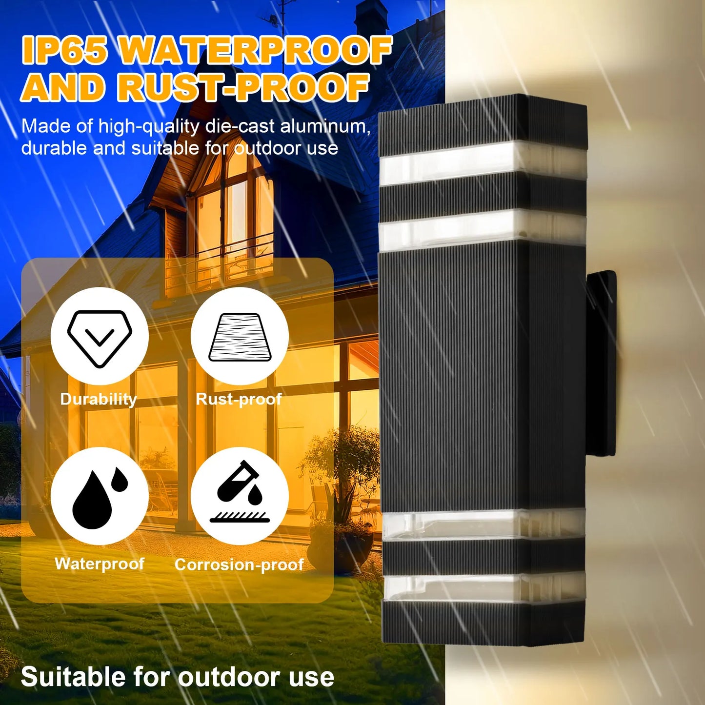 4Pcs LED wall light, wall mounted outdoor light IP65 waterproof exterior wall fixture, used for houses, garages, porches