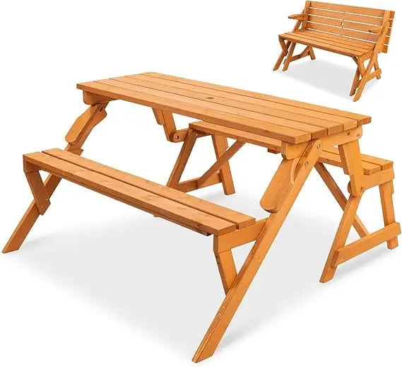Best Choice Products 2-In-1 Outdoor Wooden Picnic Table Bench