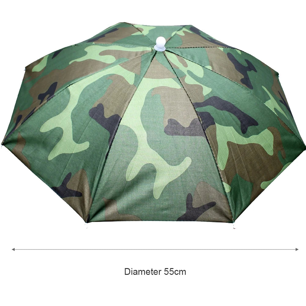 55/69/77/95cm Outdoor Fishing Caps Rain Umbrella Hat Foldable Fishing Sunshade Headwear Cap Waterproof Camping Beach Fishing Hat