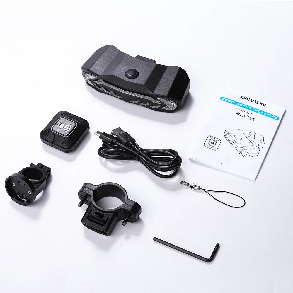 Smart Bike Taillight Bike Anti Theft Alarm Horn With Remote Rechargeable Waterproof Bicycle Rear Lamp With Turn Signals