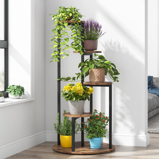Tribesigns Corner Plant Stand Indoor, 4-Tier Tall Plant Shelf Holders for Multiple Potted Plants, Wood Flower Pot Stands