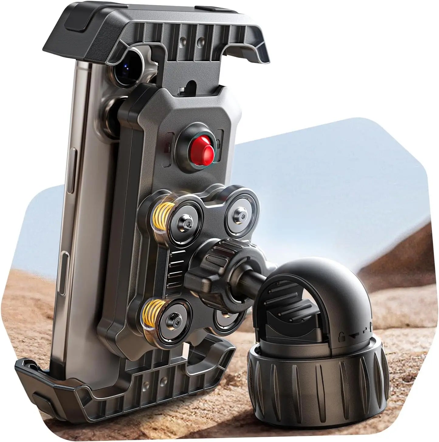 Anti-Vibration Motorcycle Bicycle Phone Mount Holder for iPhone Samsung Google Pixel Scooter Ebike Accessories Black