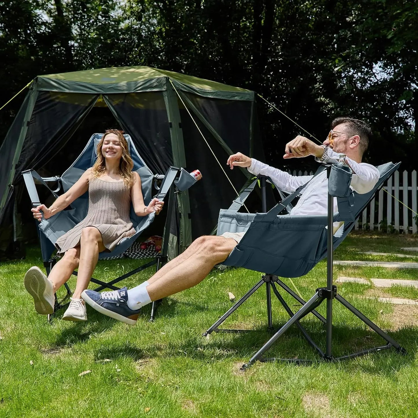 Heavy Duty Folding Hammock Camping Chair with Adjustable Backrest Supports 300lbs, Portable Hammock, Customized