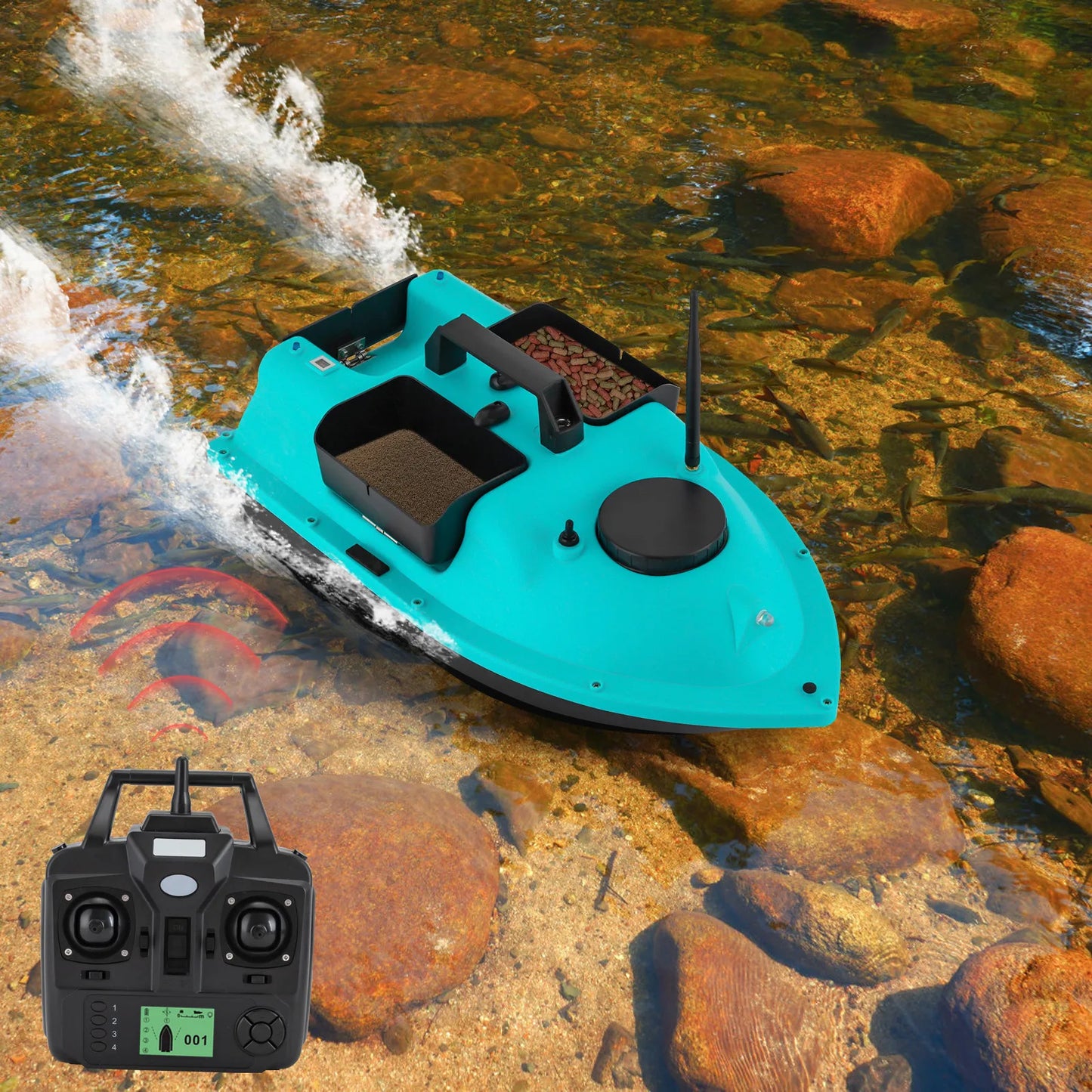 16 Positioning GPS Fishing Bait Boat with 2 Batteries| Portable Rechargeable Bait Boat | 2kg Load Remote Control Bait Thrower