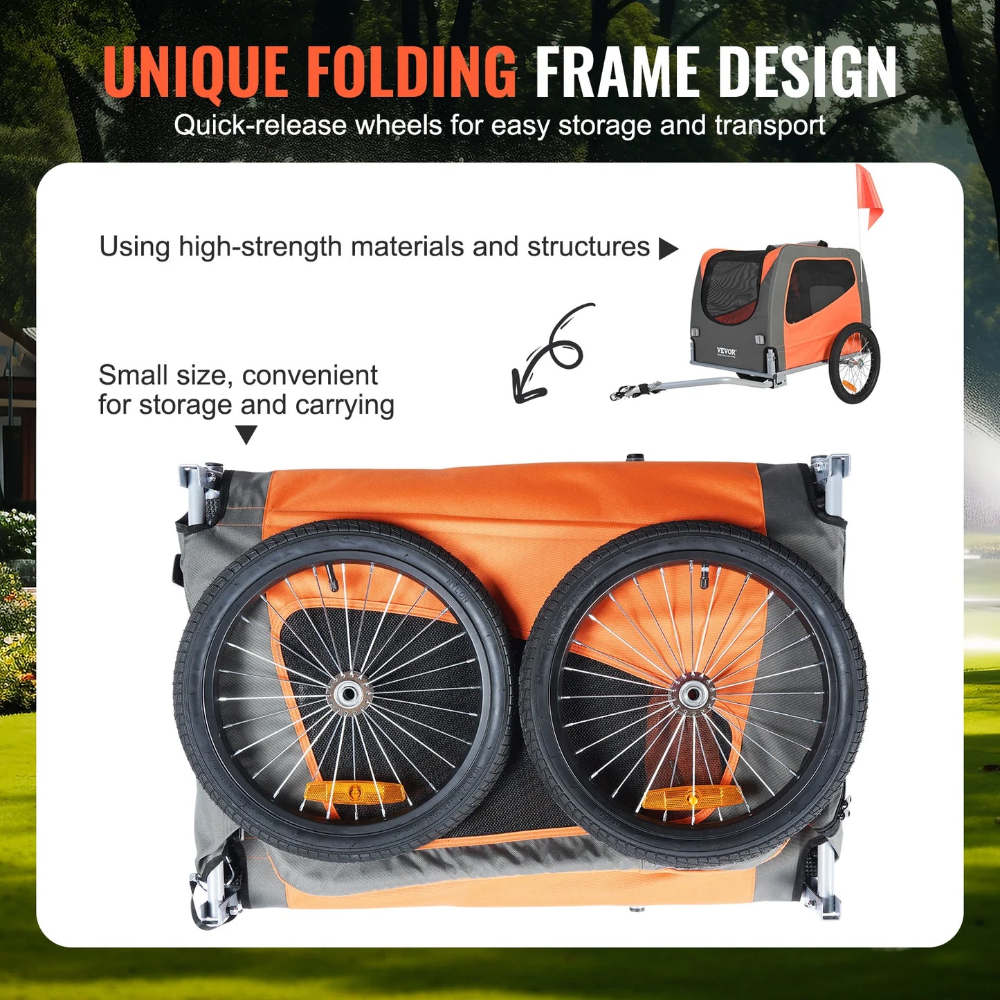 SucceBuy 66 lbs Pet Cart Bicycle Carrier Dog Bike Trailer with Folding Frame,Wheels Coupler Reflectors Flag for Dogs Accessories
