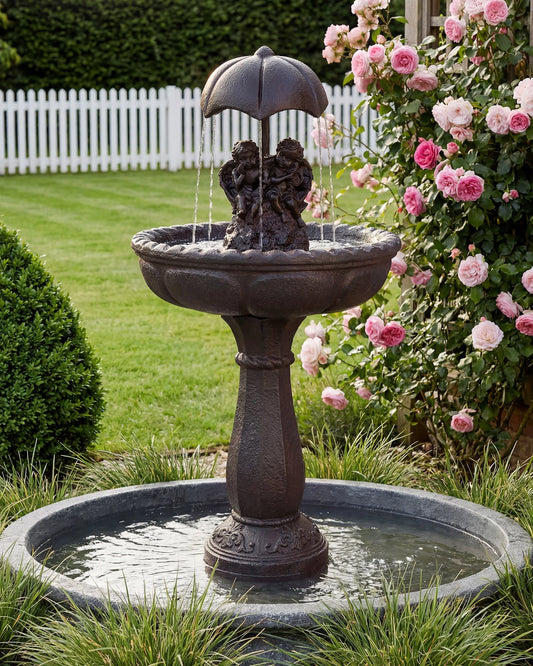 Solar Outdoor Water Fountain, 50.6" High Cascading Waterfall Fountain with Whisper-Quiet Pump, Large Cascading Freestanding Resi