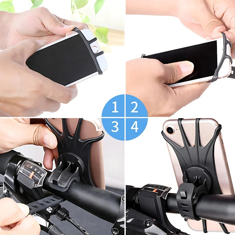 360 Rotating Silicone Bike Phone Holder, Shockproof Universal Mount for Bicycle Motorcycle Handlebar. 13 * 6 * 5