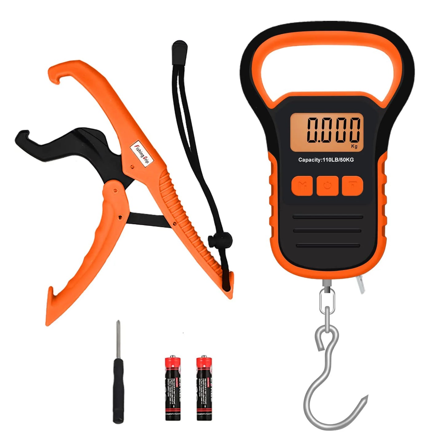 Digital Fish Weight Luggage Scale with Fish Lip Clip, Backlit LCD Display 110lb/50kg Electronic Balance Digital Fishing Rod Hook