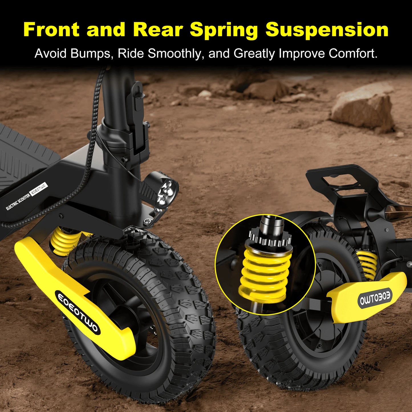 EOEOTWO 1200W Off Road Electric Scooter for Adults 48V Long Range E-Scooter 30MPH Fast Speed 11" Tubeless Tire Foldable Kick Scooter