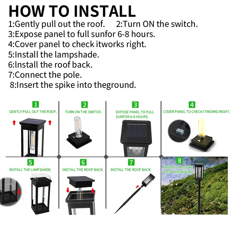Waterproof LED Solar Lights for Garden Yard Driveway Automatic Pathway Lighting Outdoor Landscape Lighting Auto On/Off at Dusk