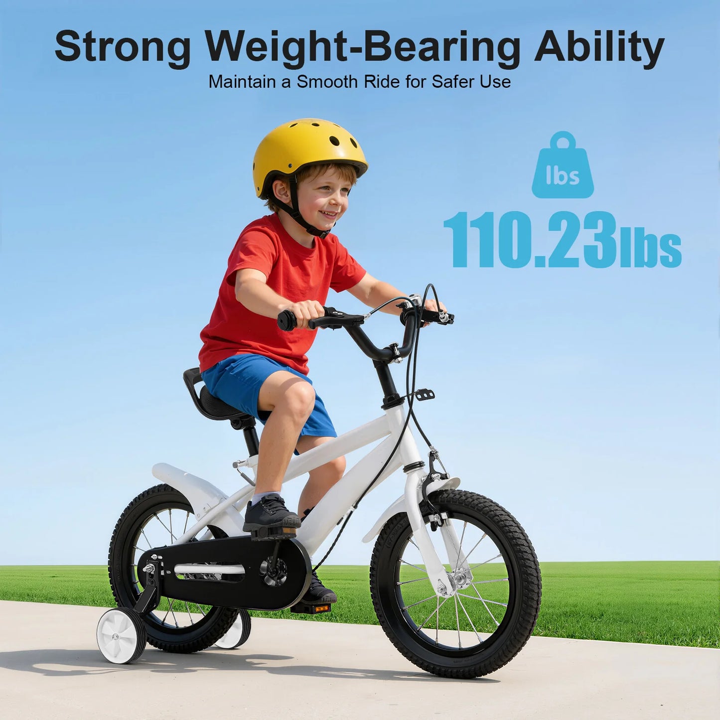 High-Safety Kids Bike 14" - Adjustable Height + Parent Handle + Mudguards (Learning Bicycle Boys/Girls) Yellow/Blue/Red/White