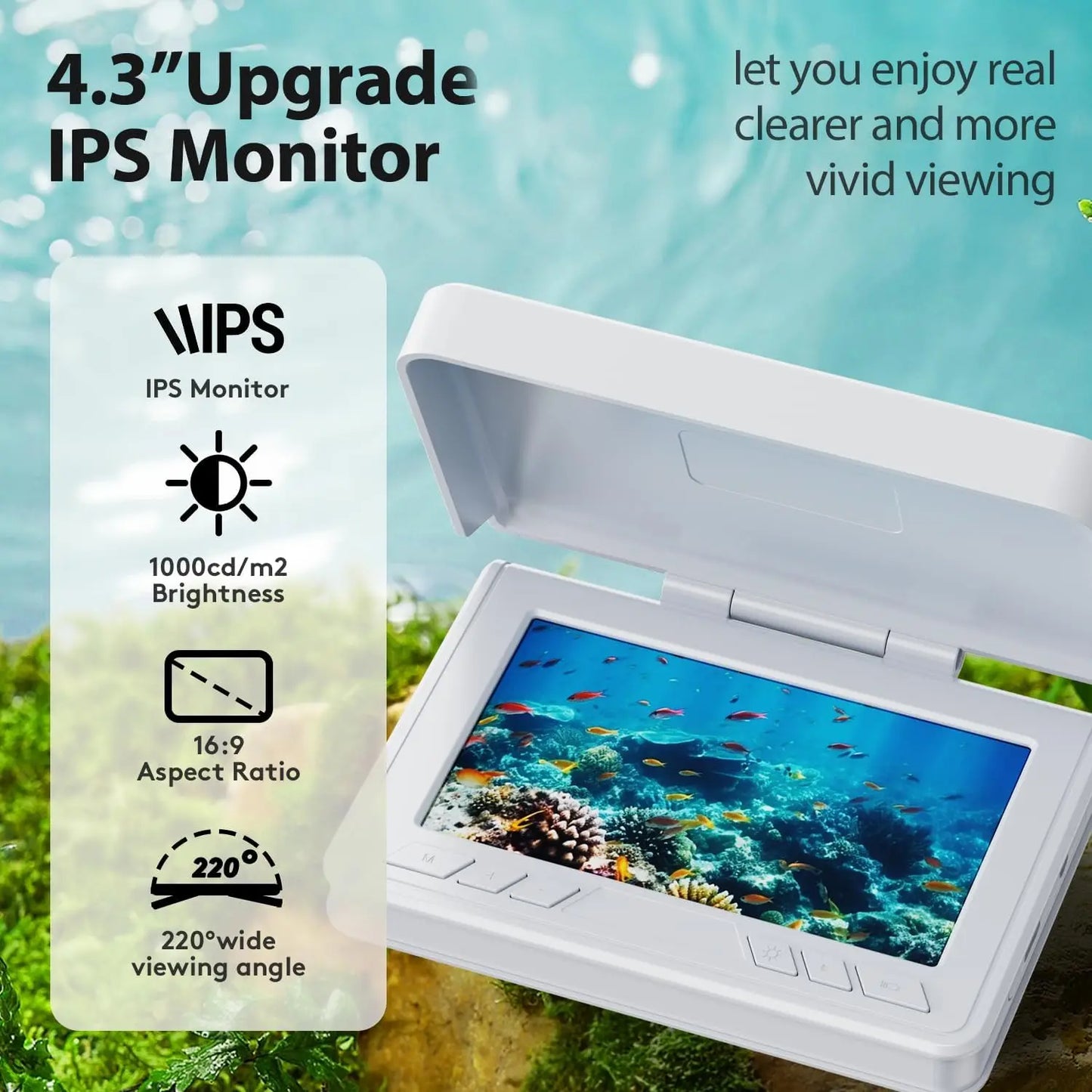 FourQ Underwater Fishing Camera,Fishing Camera Ice vexilar Fish find 4.3inch Hd LCD Display Underwater W/ 5000mah Li-Battery,65f