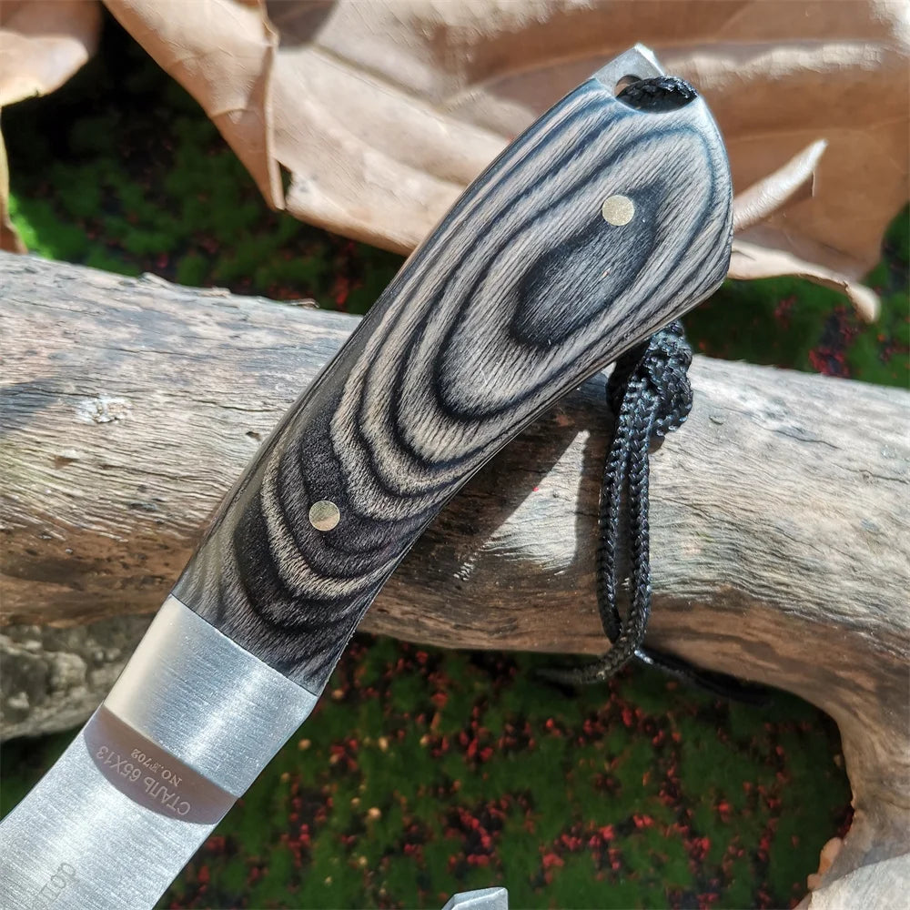 Portable Practical Axe with High Hardness Stainless Steel Sharp Blade, Wooden Handle for Camping, Hunting, and Survival Outdoor