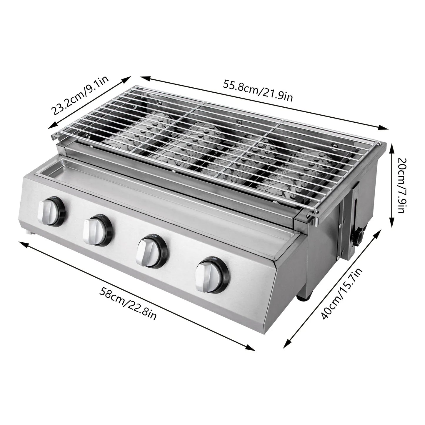 Gas BBQ Grill Stainless Steel Four Burner For Outdoor Cooking