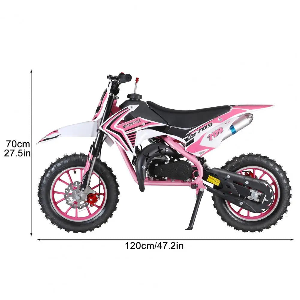 49cc 2-Stroke Kids Dirt Bike - Gas Powered Motocross Mini Motorcycle with Front and Rear Disc Brakes, Off-Road Pocket Motorbike