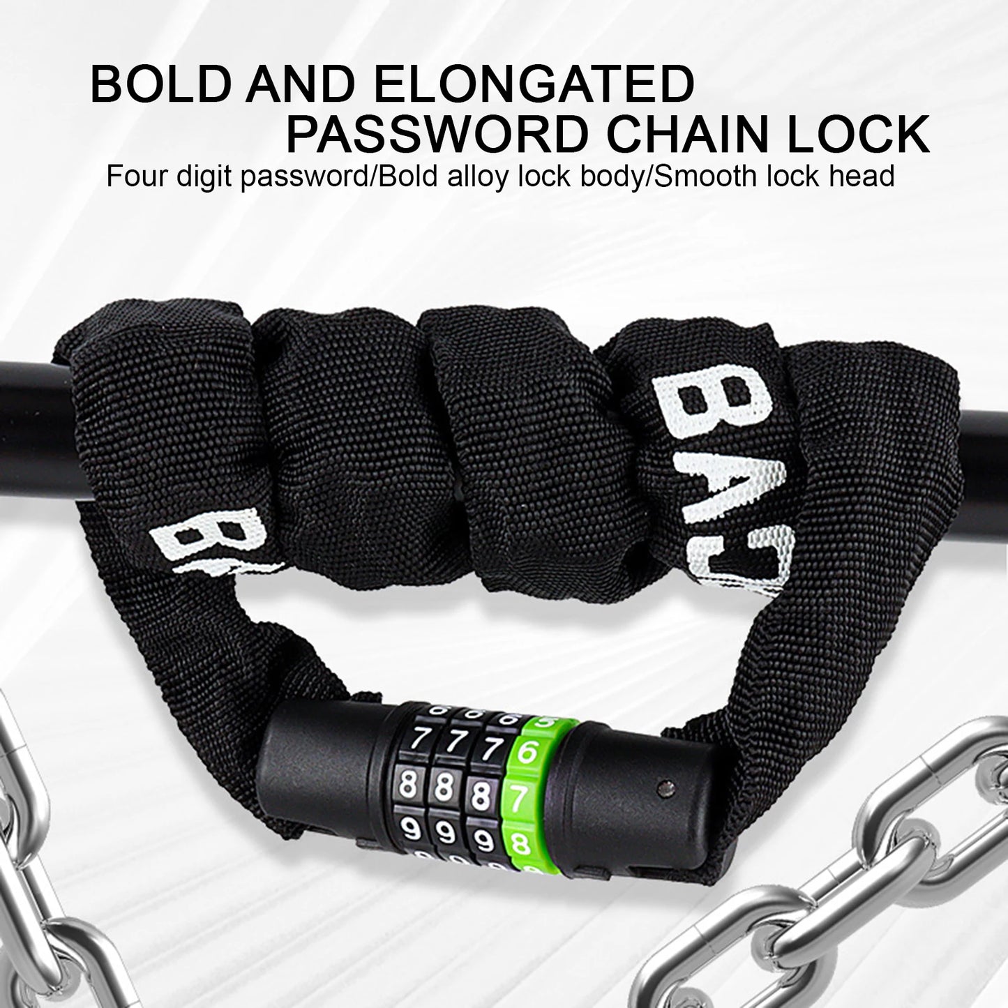 Heavy Duty Anti Cut Bicycle Lock with Password Braided Steel Cable Rustproof Waterproof Bike Chain Lock for Cycling Outdoor