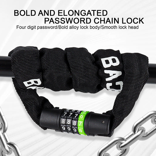 Heavy Duty Anti Cut Bicycle Lock with Password Braided Steel Cable Rustproof Waterproof Bike Chain Lock for Cycling Outdoor