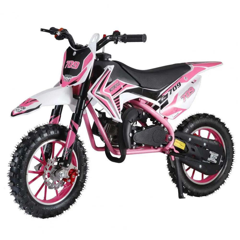 49cc 2-Stroke Kids Dirt Bike - Gas Powered Motocross Mini Motorcycle with Front and Rear Disc Brakes, Off-Road Pocket Motorbike