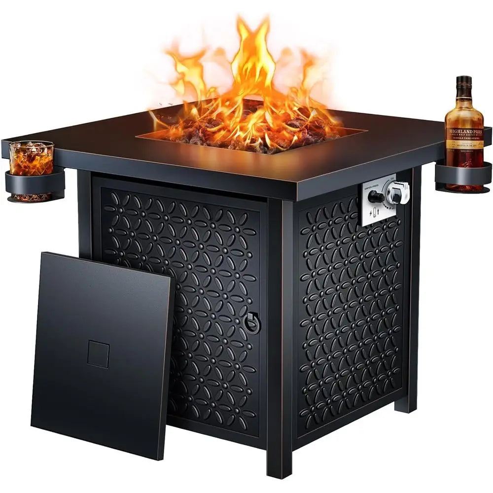 Propane Fire Pit Table 50,000 BTU Lava Rock Steel