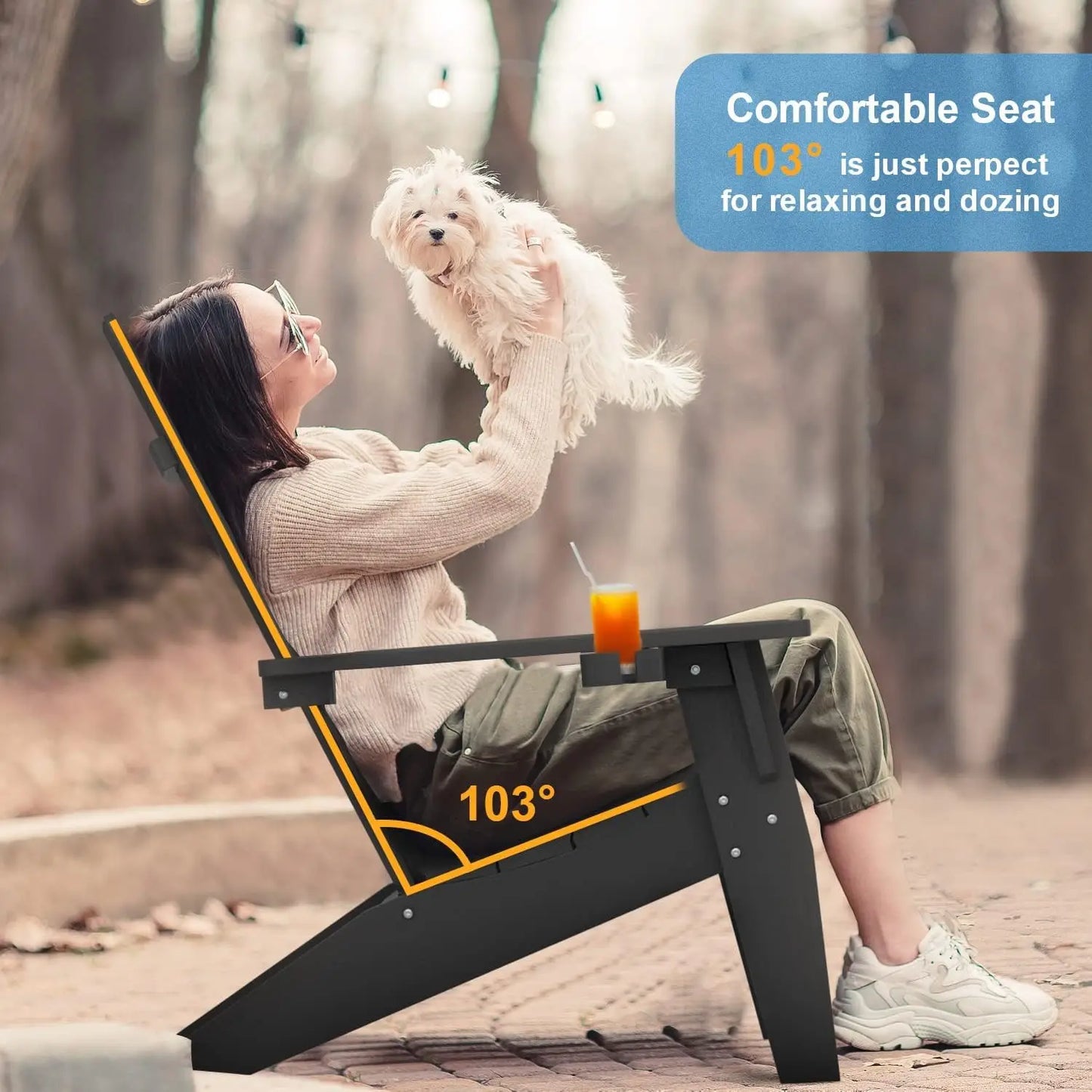 Modern Adirondack Chairs Set of 4 Weather Resistant with Cup Holder Oversize Plastic Fire Pit Chairs Plastic, Customized