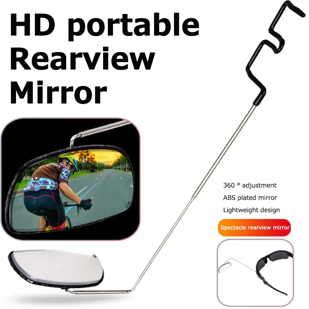 Bike Stainless Steel Bicycle Cycling Horse Riding Glass Mirror 360 Adjustment Rear View Mount Mirror Helmet Eyeglass Rear View