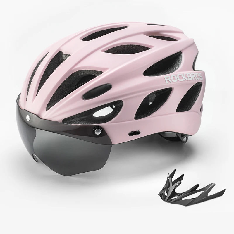 ROCKBROS Cycling Helmet High Strength Lightweight Breathable Helmet With Goggles Safety Head Protection Men MTB Road Bike Helmet