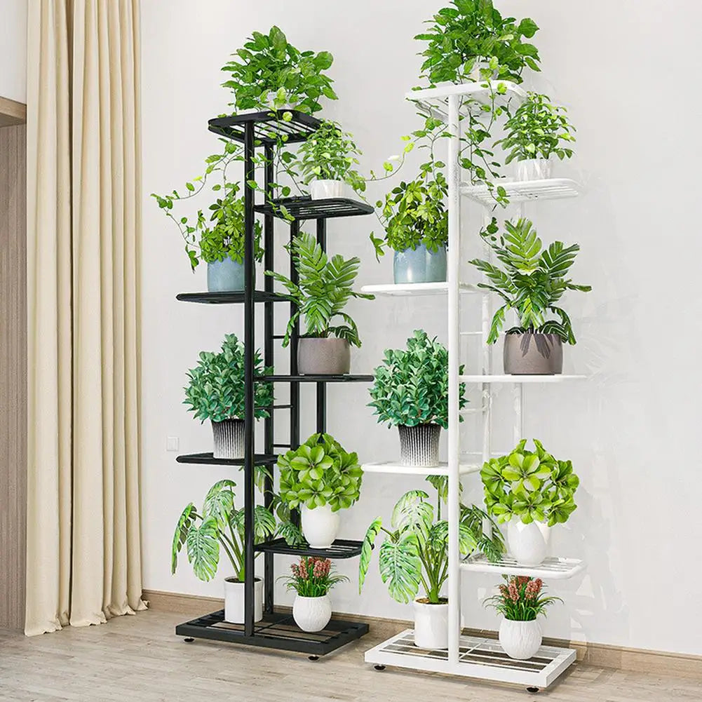 7/8 Tiers Garden Plant Stand, Metal Tiered Shelf Potted Plant Holder Flower Display Rack for Balcony Patio Indoor Outdoor Decor