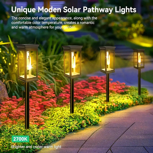 Waterproof LED Solar Lights for Garden Yard Driveway Automatic Pathway Lighting Outdoor Landscape Lighting Auto On/Off at Dusk