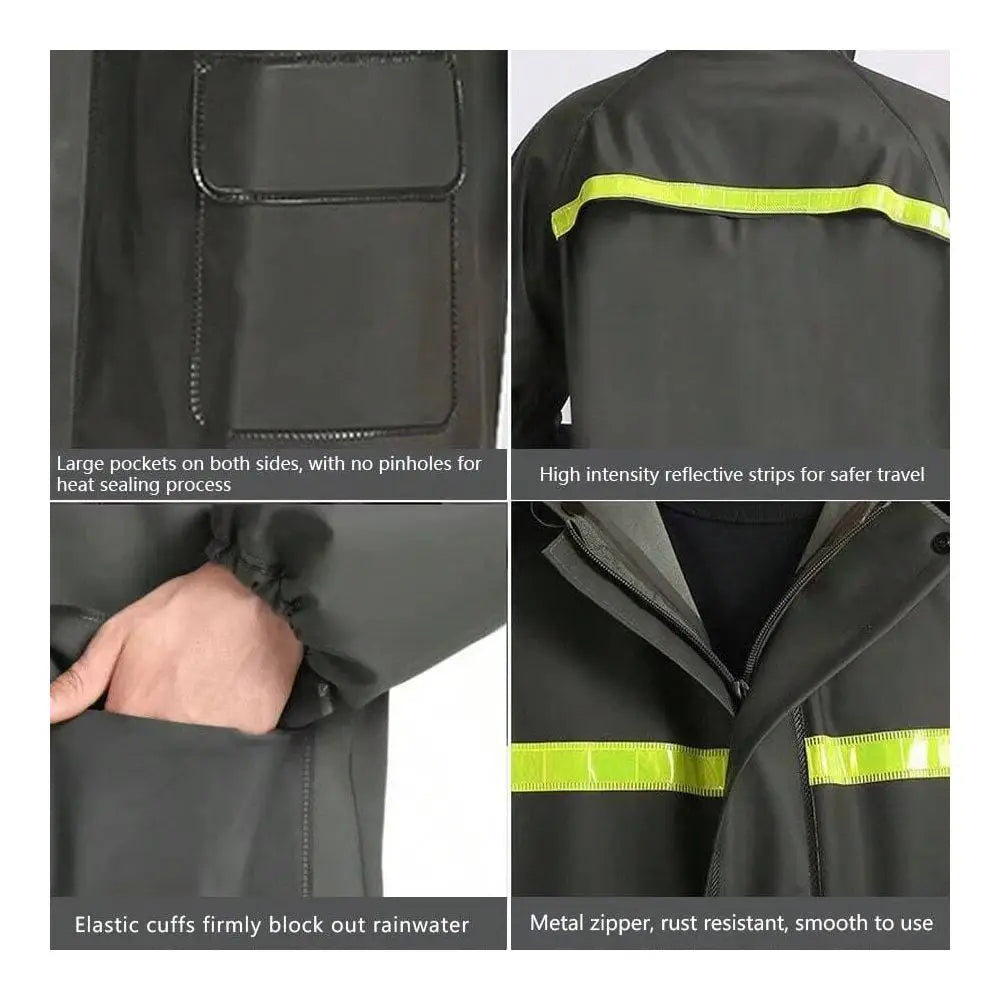 Thickened Hooded Rain Jacket And Pants Reflective Rainsuit For Men And Women, Back To School Supplies Insulation, Galentines, P