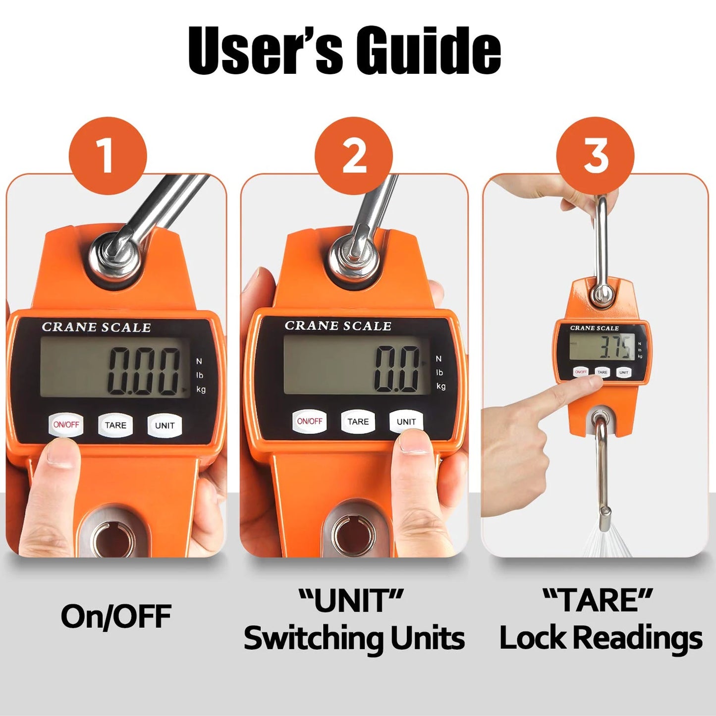 660lb Digital Hanging Scale with Cast Aluminum Case Handheld 300Kg Mini Crane Scale with Hooks for Farm Hunting Fishing Outdoor