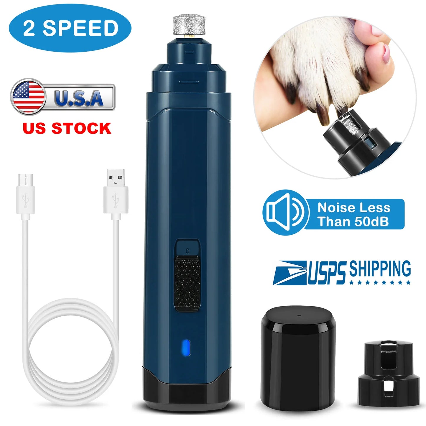 Upgrade Quiet Pet Nail Grinder Electric Dog Trimmer Painless Cat Paws Grooming Tool USB Rechargeable FAST US DELIVERY