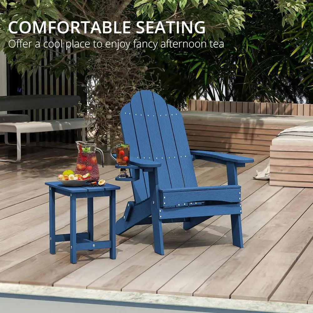 Folding Adirondack Chair Set of 4, HDPS Weather Resistant Outdoor Patio Chair for Balcony Garden, 350lbs Heavy Duty, OneStep No