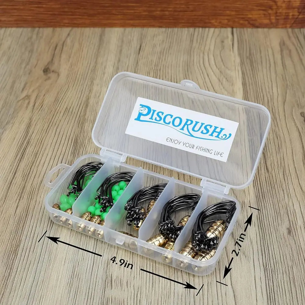 105-Piece Fishing Sinkers and Hooks Set for Worm, Beads, Bullet Weights, and Rigs - Suitable for Bass and Fresh/Saltwater