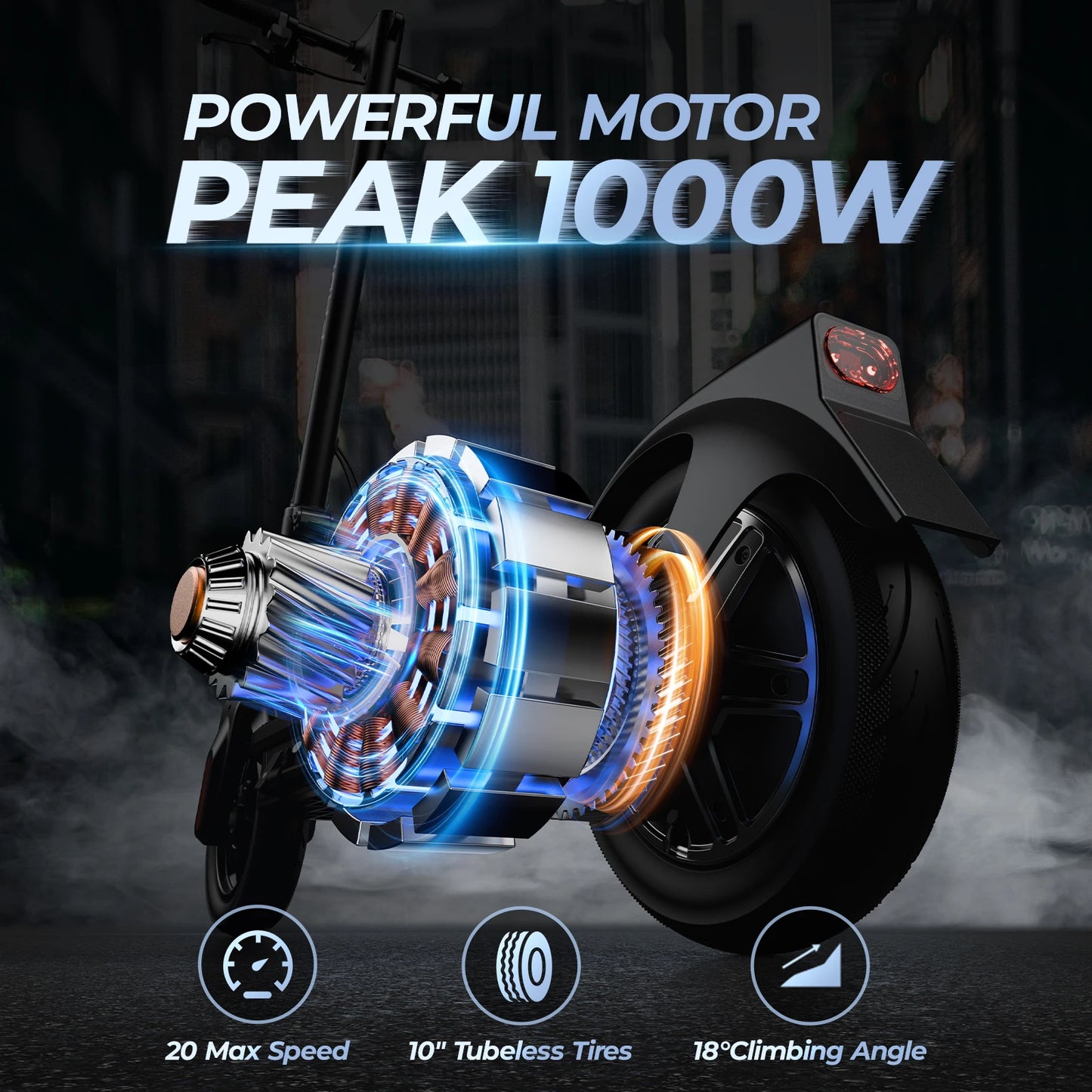 1000W/500W Electric Scooter 10/8.5 Inch 40/20 Mile Max Range Foldable E-scooter with Double Suspension APP Smart Control Scooter