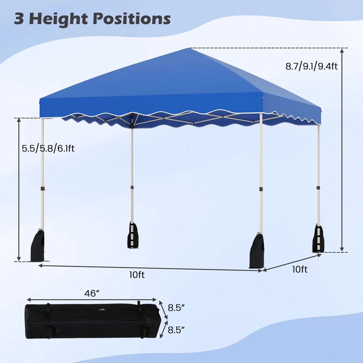 HOMASIS Pop Up Canopy Tent With Wheeled Bag Portable Shelter