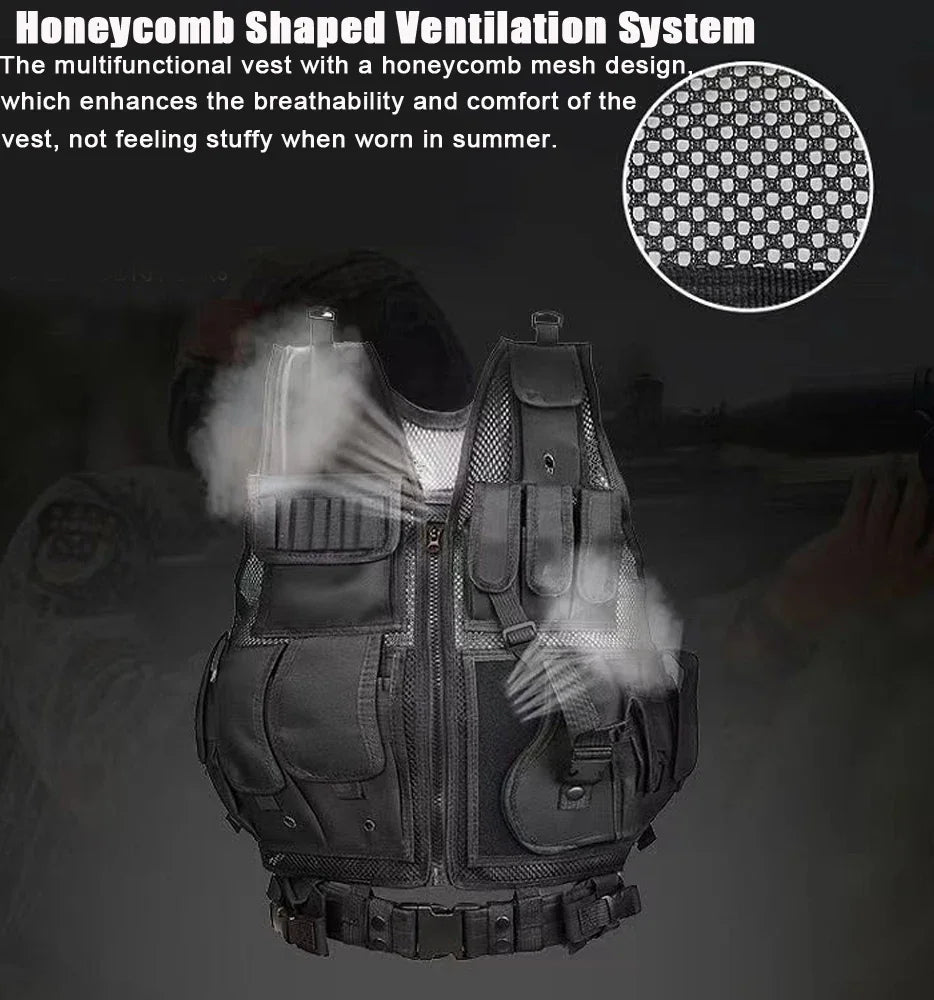 Molle Tactical Vest Adjustable For Security Airsoft CS War Games