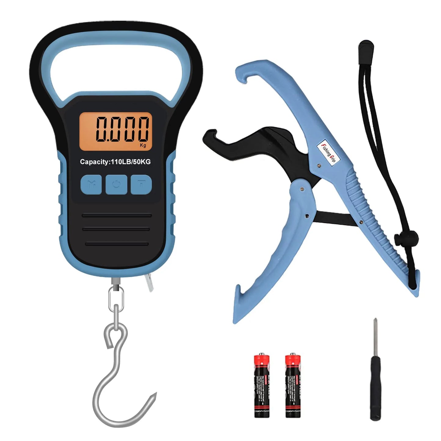 Digital Fish Weight Luggage Scale with Fish Lip Clip, Backlit LCD Display 110lb/50kg Electronic Balance Digital Fishing Rod Hook