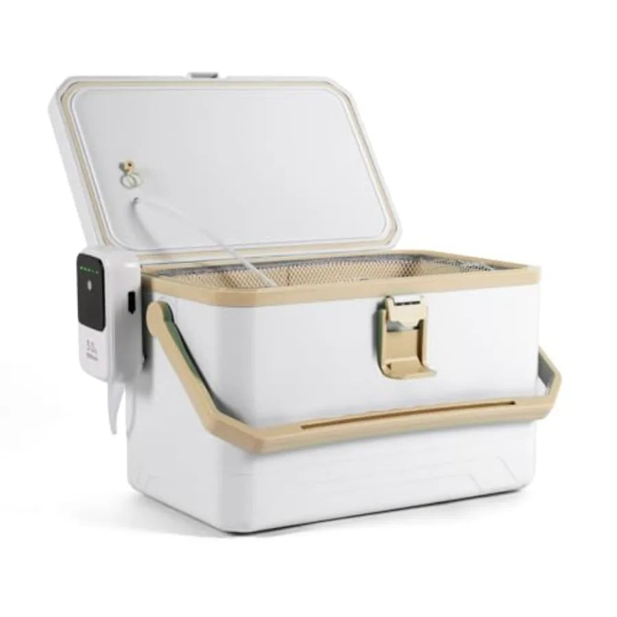 Portable 11QT/15QT Live Bait Cooler with 4000mAh Rechargeable Aerator for Fishing Waterproof Plastic Bait Bucket for Live Fish