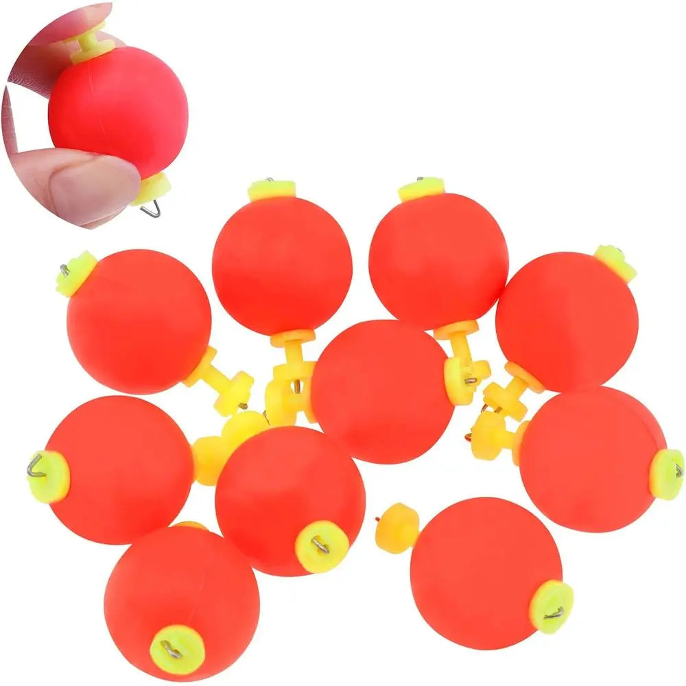 10pcs EVA Foam Fishing Bobbers with Snap-On Push Button, Round Floats Set, 0.98 Diameter