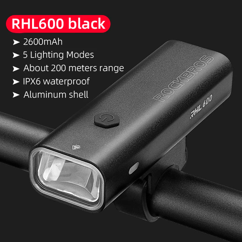 ROCKBROS Bicycle Light Rainproof Type-C Charging LED 2000mAh MTB Road Bike Front Lamp Headlight Ultralight Flashlight Bike Light
